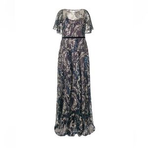 Marchesa Sequin Draped Sleeves Gown